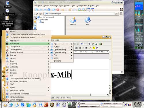 Écran de la Knoppix-MiB / Knoppix-MiB screen