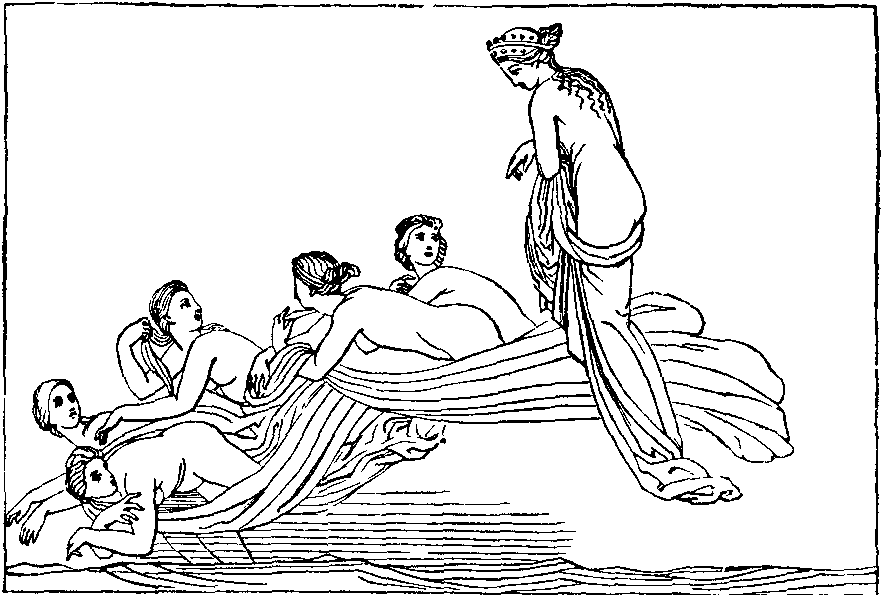 Illustration: THETIS ORDERING THE NEREIDS TO DESCEND INTO THE SEA.