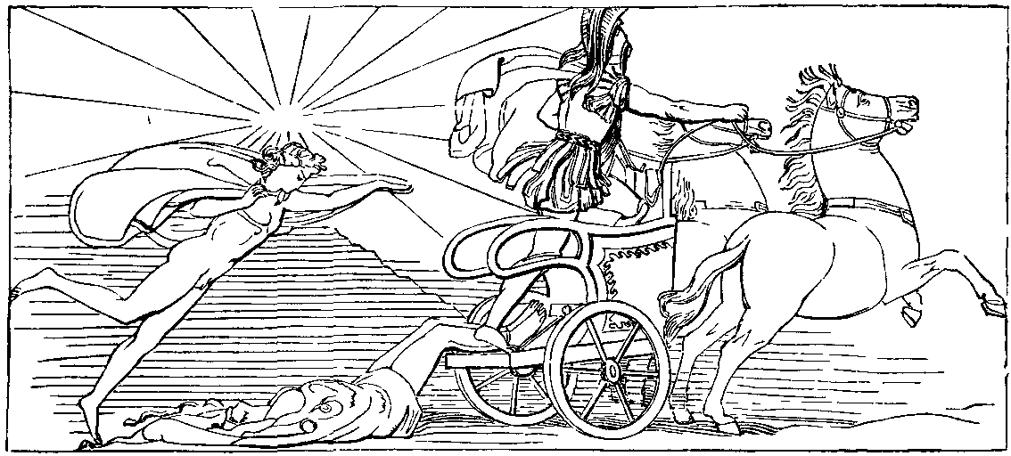Illustration: HECTOR'S BODY AT THE CAR OF ACHILLES.