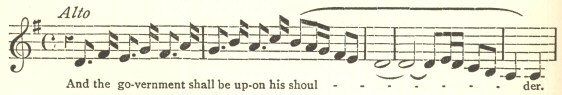 Music score: And the government shall be upon his shoulder