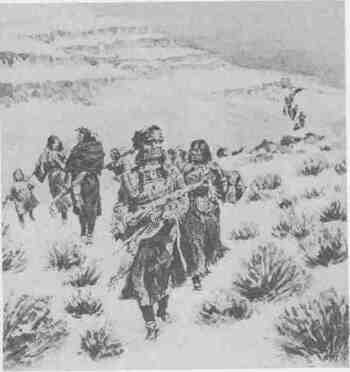 15 Brave Cheyennes Running Through the Frosty Hills 