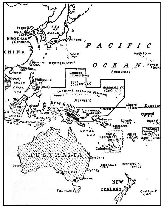 GERMAN COLONIES IN THE PACIFIC, 1914.